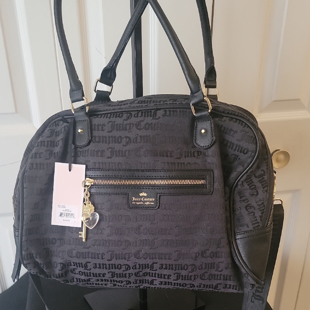 Juicy Couture Black and Gray Shoulder Bag